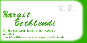 margit bethlendi business card